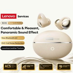 Lenovo RS110 OWS Open-Ear Bluetooth 6.0 Earbuds Hvid &ndash; Tr�dl�se Clip-On H�retelefoner med ENC