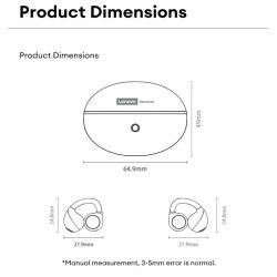 Lenovo RS110 OWS Open-Ear Bluetooth 6.0 Earbuds Hvid &ndash; Tr�dl�se Clip-On H�retelefoner med ENC