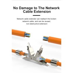 RJ45 samler, Cat6, tool-less, metal (Skrmet)
