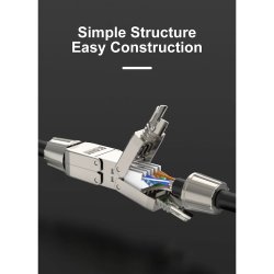 RJ45 samler, Cat6, tool-less, metal (Skrmet)