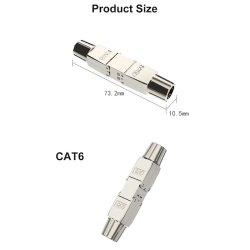 RJ45 samler, Cat6, tool-less, metal (Skrmet)