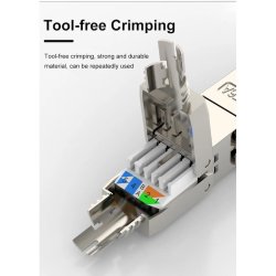 RJ45 samler, Cat6, tool-less, metal (Skrmet)