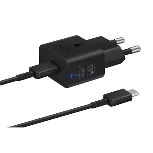 3A USB-C Wall charger (25W) Sort - med USB-C kabel p 1m