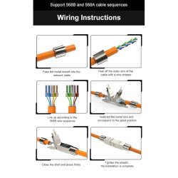 RJ45 samler, Cat6, tool-less, metal (Skrmet)