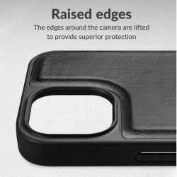 iPhone 16e, 2i1 magnet ldercover med plads til kreditkort i Sort