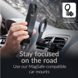 iPhone 16e, 2i1 magnet ldercover med plads til kreditkort i Sort