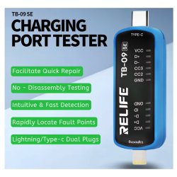 RELIFE TB-09 SE USB-C / Lightning Ladeport Tester &ndash; Hurtig Fejlfinding til Mobilreparation 