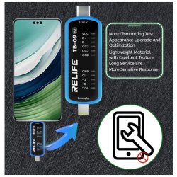 RELIFE TB-09 SE USB-C / Lightning Ladeport Tester &ndash; Hurtig Fejlfinding til Mobilreparation 