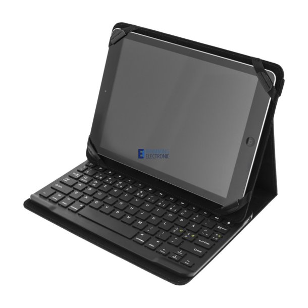 10 tommer Tablet Fodral med Bluetooth Tastatur &ndash; Universal Cover Sort Nordisk Layout 