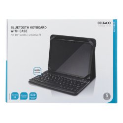 10 tommer Tablet Fodral med Bluetooth Tastatur &ndash; Universal Cover Sort Nordisk Layout 