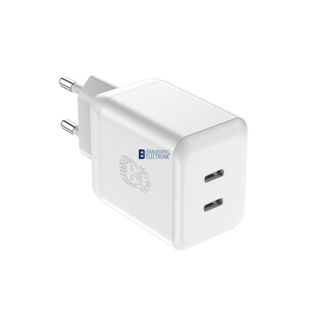 UPSTRM CIRKULR 35W Dual USB-C GaN oplader, Hvid (Bredygtig)