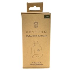 UPSTRM CIRKULR 35W Dual USB-C GaN oplader, Hvid (Bredygtig)