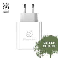 UPSTRM CIRKULR 65W Dual Port GaN oplader, Hvid (Bredygtig)