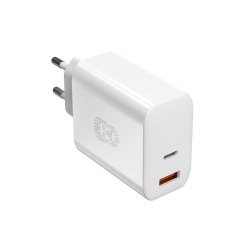 UPSTRM CIRKULR 65W Dual Port GaN oplader, Hvid (Bredygtig)