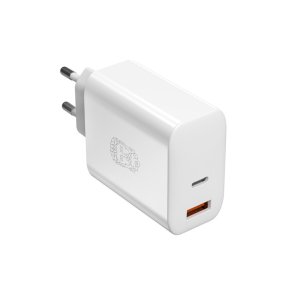 UPSTRM CIRKULR 65W Dual Port GaN oplader, Hvid (Bredygtig)