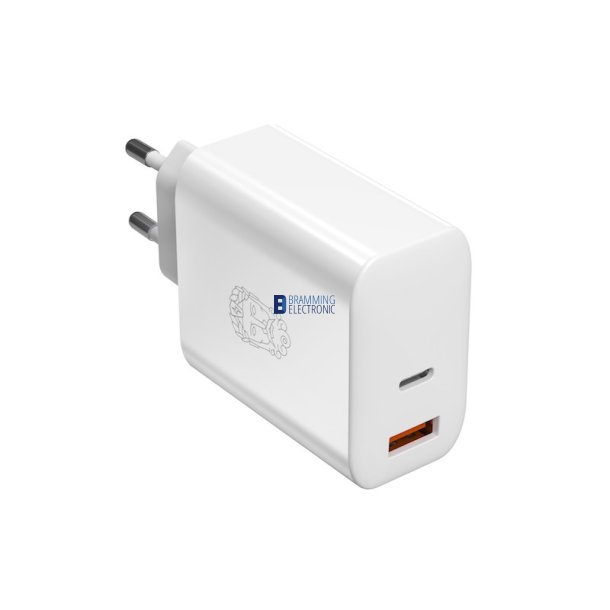 UPSTRM CIRKULR 65W Dual Port GaN oplader, Hvid (Bredygtig)