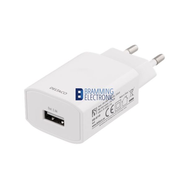 2.4A USB Wall charger (12W) Hvid