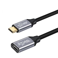 Usb-C forlnger, 2.0m i sort (100W, 5A, 10 Gbit/s)