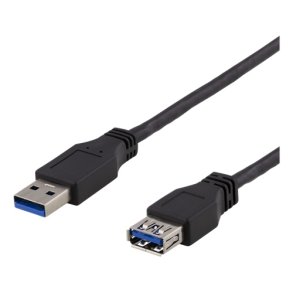 USB 3.0 forlngerkabel, 3m, USB-A han to USB-A hun, sort