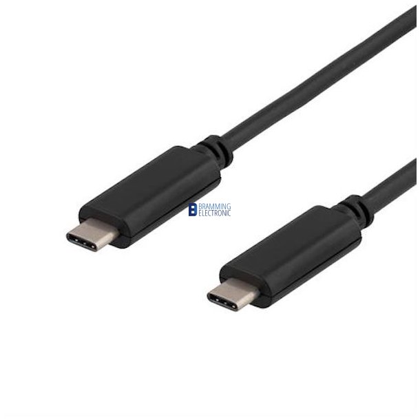 USB-C til USB-C kabel, 0.25m, 3A, USB 3.1, sort