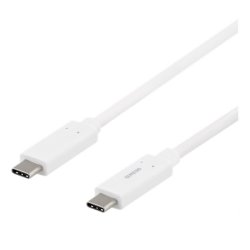 USB-C til USB-C kabel, 0.5m, 60W 3A, USB 3.1 Gen 2, E-Marker, hvid