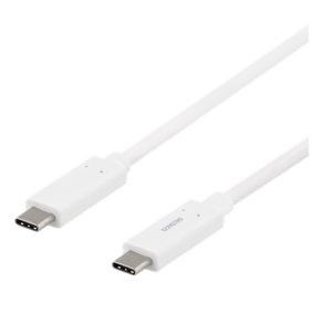 USB-C til USB-C kabel, 0.5m, 60W 3A, USB 3.1 Gen 2, E-Marker, hvid