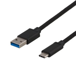 Opladerkabel, USB-C han til USB-A han, 2m, sort