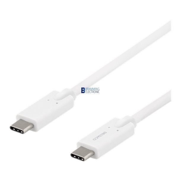USB-C til USB-C kabel, 2m, 5 Gbit/s, 5A, Hvid