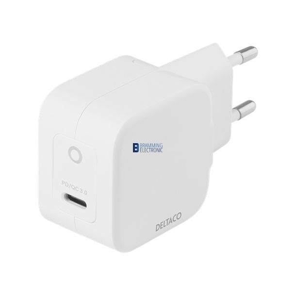 USB-C oplader 30W med PD og GaN teknologi, hvid