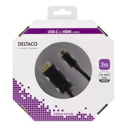 USB-C til HDMI kabel, 3 meter, sort