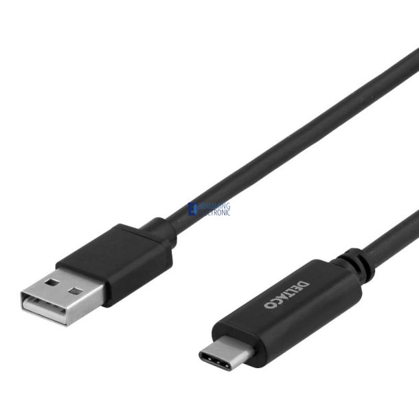 Opladerkabel, USB-C han til USB-A han, 3m, sort (USB 2.0)