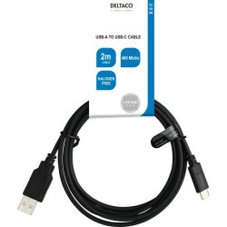 Opladerkabel, USB-C han til USB-A han, 3m, sort (USB 2.0)