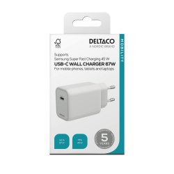 USB-C oplader 67W med PD og GaN teknologi, hvid