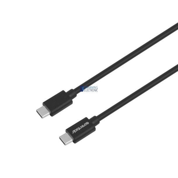 USB-C til USB-C kabel, 2m, 60W, 3A, Sort