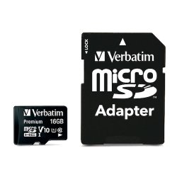 Verbatim Micro SDHC Card 16GB Class 10 w/adaptor