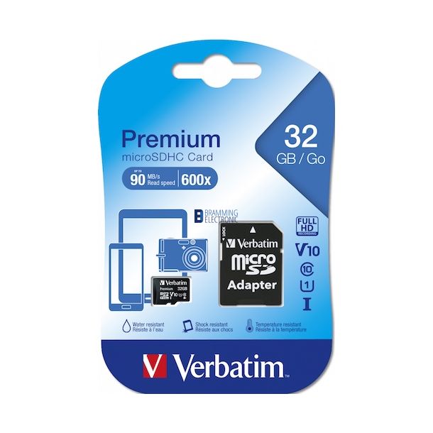 Verbatim Micro SDHC Card 32GB Class 10 w/adaptor