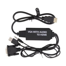VGA med lyd til HDMI-kabel, VGA / HDMI / USB / 3,5 mm, 1920x1080 ved 60Hz, 2m, sort