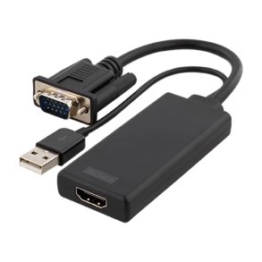 VGA til HDMI adapter, audio via USB, Sort