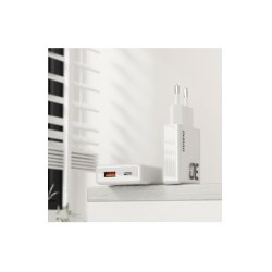 Dudao A30EU 30W GaN Oplader &ndash; USB-C & USB-A V�goplader Hvid