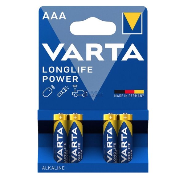 4-Pak AAA Batterier fra Varta (LongLife)