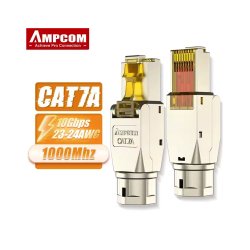 RJ45 Cat7A Stik Sk�rmet Metal &ndash; Tool-less | AMPCOM 10Gbps 