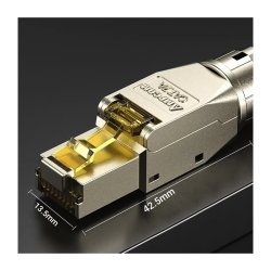 RJ45 Cat7A Stik Sk�rmet Metal &ndash; Tool-less | AMPCOM 10Gbps 