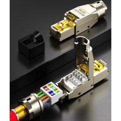 RJ45 Cat7A Stik Sk�rmet Metal &ndash; Tool-less | AMPCOM 10Gbps 