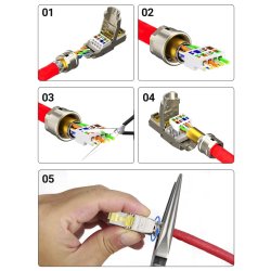 RJ45 Cat7A Stik Sk�rmet Metal &ndash; Tool-less | AMPCOM 10Gbps 