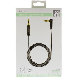 Aux kabel, vinklet 3,5mm han - 3,5mm han, 2m, sort 