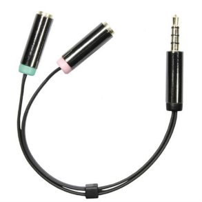 3.5mm headset adapter 1xhan - 2x hun i Sort