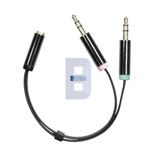 3.5mm headset adapter 2xhan - 1x hun i Sort