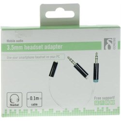 3.5mm headset adapter 2xhan - 1x hun - Hvid.