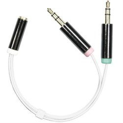 3.5mm headset adapter 2xhan - 1x hun - Hvid.