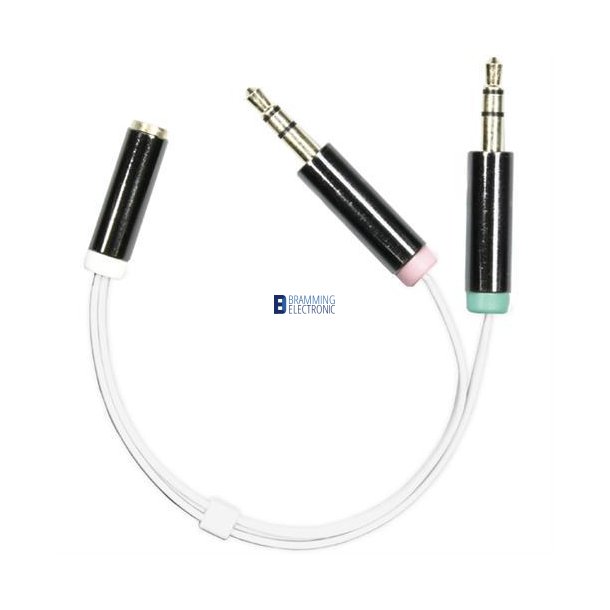 3.5mm headset adapter 2xhan - 1x hun - Hvid.